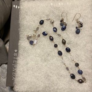 Silpada blue lapis/pearl necklace and earring set